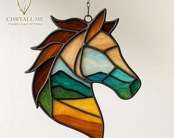 Forest Horse Stained Glass Pattern: Woodland Suncatcher DIY (PDF Pattern Instant download)