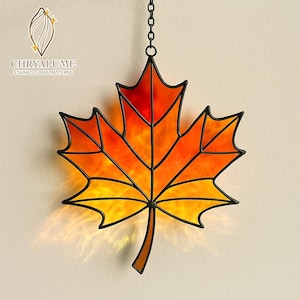 Autumn Maple Leaf Stained Glass Pattern: Fall DIY Suncatcher Design (Digital Download)