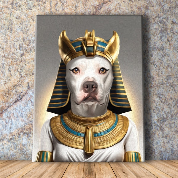 Portrait d'animal de compagnie personnalisé, portrait d'animal de compagnie égyptien, peinture ancienne égyptienne, portrait de chien chat pharaon, cadeau pour chien chat, art personnalisé chien chat