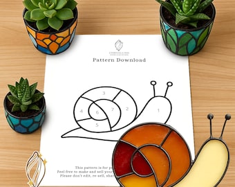 Patrón de vitral con forma de caracol babosa: Atrapasol DIY, arte de pared (PDF)
