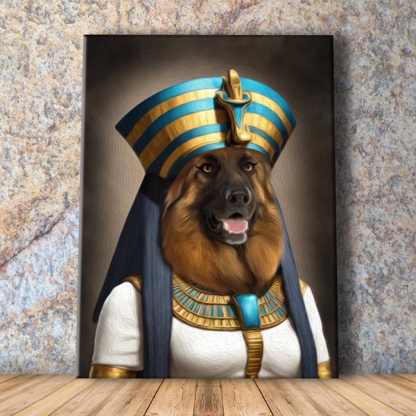 Custom Pet Portrait, Egyptian Pet Portrait, Egyptian Ancient Painting, Pharaoh Dog Cat Portrait, Gift for Dog Cat, Personalized Dog Cat Art