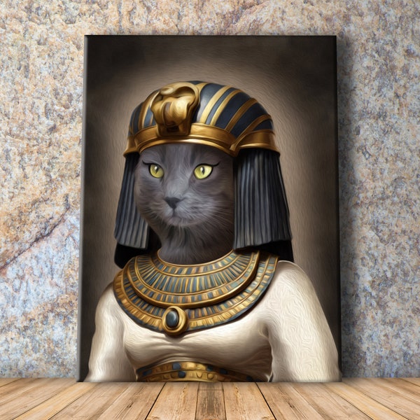 Custom Pet Portrait, Egyptian Pet Portrait, Egyptian Ancient Painting, Pharaoh Dog Cat Portrait, Gift for Dog Cat, Personalized Dog Cat Art