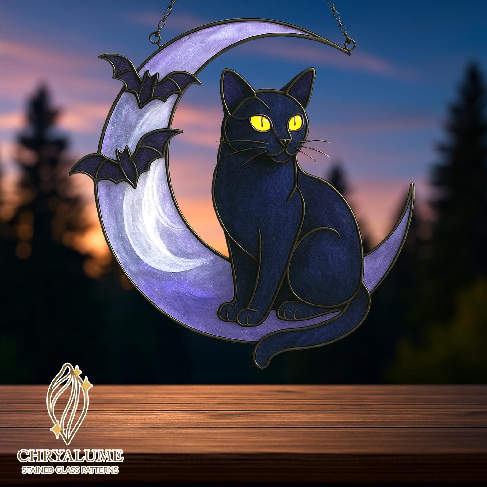Gothic Halloween Cat Stained Glass Pattern - DIY Suncatcher (PDF) - Etsy