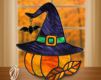 Halloween Pumpkin Stained Glass Pattern: Spooky Suncatcher DIY (PDF Pattern)