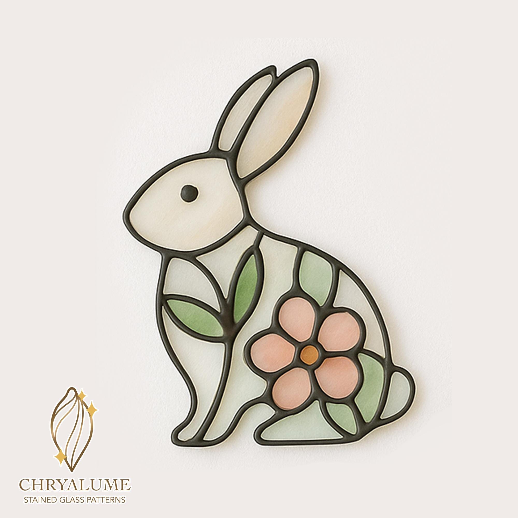 Folklore Rabbit Stained Glass Pattern: Flower Suncatcher DIY (PDF) - Etsy