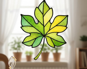 Weinblatt Glasmalerei: Pflanze Suncatcher DIY (PDF Sofort-Download)