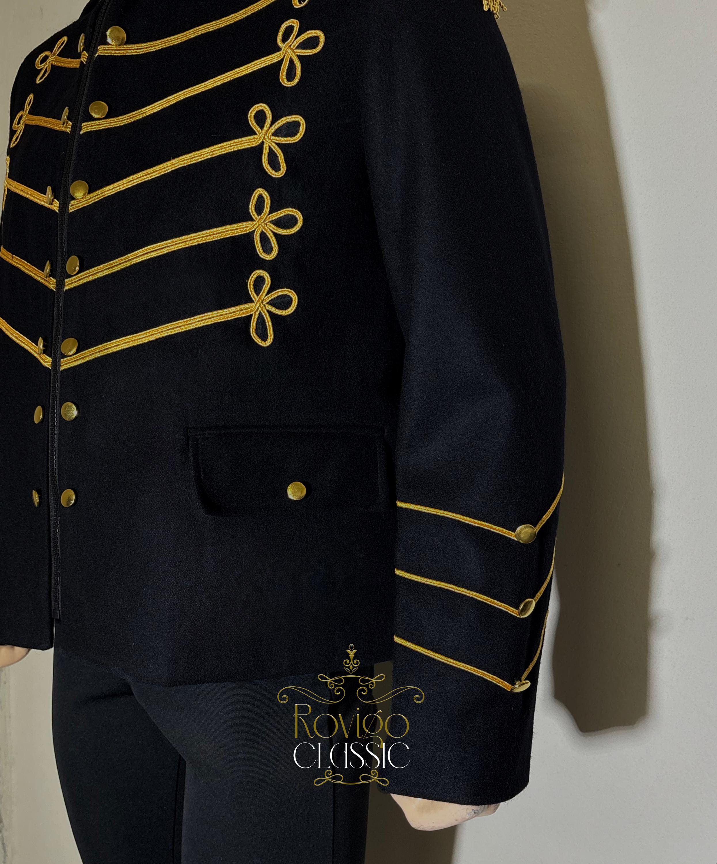 Vintage Black & Gold Embroidered Napoleon Jacket: Steampunk