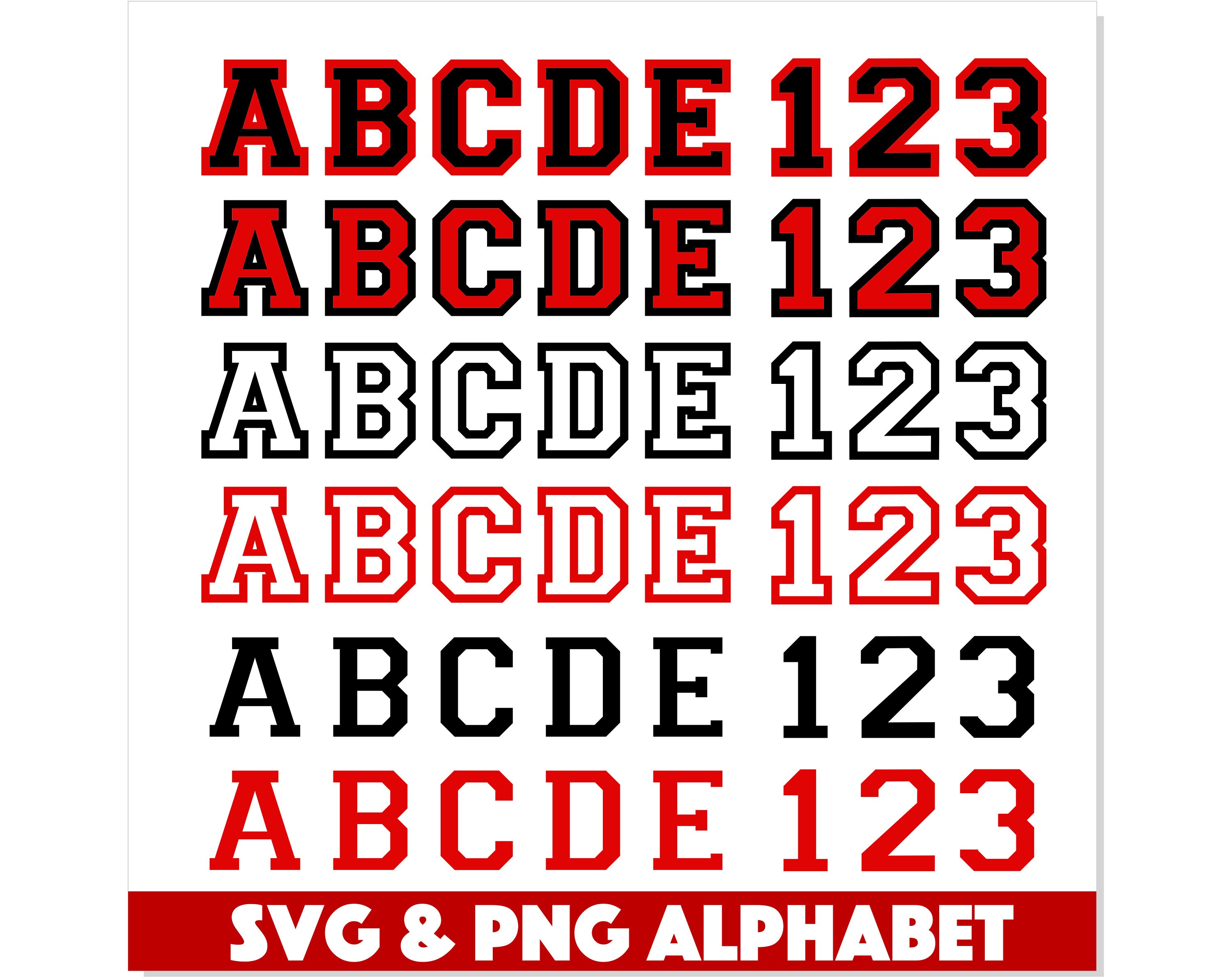 College Varsity Font TTF PNG SVG Black Red | College Letters T Shirts ...