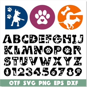 Dog Font Silhouette OTF SVG PNG | Paw font svg, Dog Font svg Cricut, Paw Dog Font otf, Doggies Font svg Dog letters alphabet svg Animal font