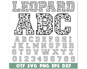 Fuente Leopard TTF SVG PNG, Fuente Leopard en capas svg Cricut / Fuente Varsity, Fuente Sport, Fuente College svg, Fuente Animal, Fuente College ttf