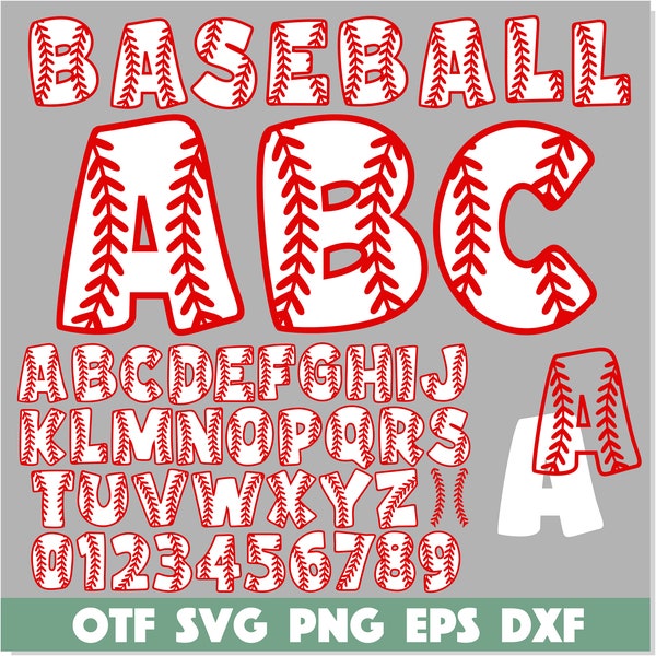 Baseball Font with Stitches TTF SVG PNG, Kids Sports Font, Baseball Font svg Layered, Baseball Font ttf, Baseball Font png, Baseball letters