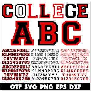 Fonte do time do colégio da faculdade TTF PNG SVG Preto Vermelho | Letras universitárias camisetas svg png, Varsity Sport College Font otf, Sport Font svg, Varsity Font