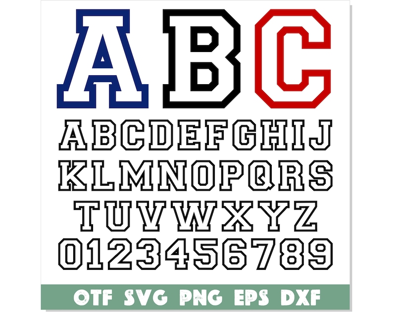 Sport Varsity College Outline Font OTF SVG PNG | Outline Varsity Font ...
