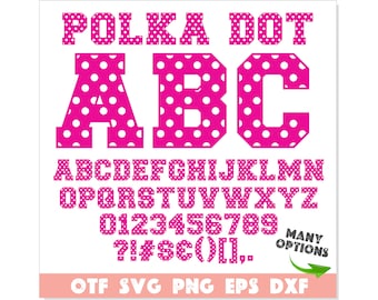 Polka Dot Font TTF, Polka Dot Font svg Layered, Polka dot font png, Pattern Font svg, Pink font svg, College Font, Varsity Font, Girly Fonts