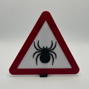 Cuidado do sinal da aranha, sinal de estrada pequeno customizável da estrada do aviso do animal de estimação da aranha 3d com suporte, pendurar na parede e ímã, presente dos amantes do animal de estimação