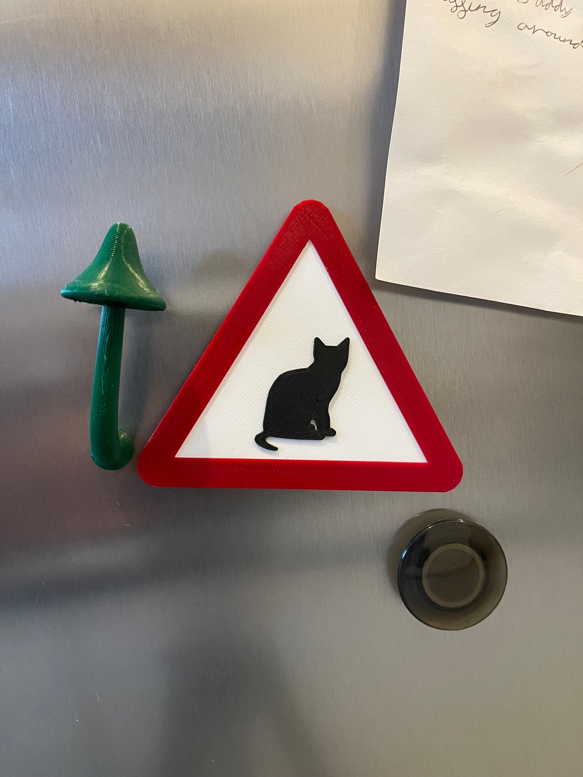 CARTELLO ATTENTI AL GATTO - Entrate a Vostro Rischio - Con Adesivo in Vinile e Pannello in Forex (Pannello 5mm Stampato
