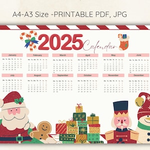 Printable Funny Christmas Wall Calendar 2025, New Year Calendar Poster ...