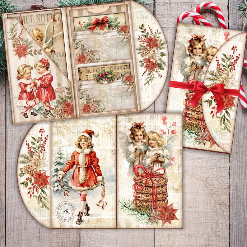 Vintage Christmas Folio Kit, Printable Junk Journal Pages,holiday ...
