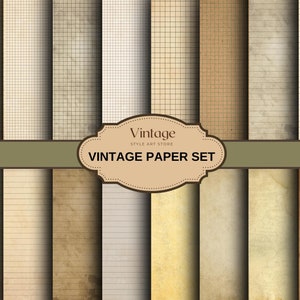Vintage Liniertes Papier Blankopapier und Millimeterpapier, 18 Grunge Papier Textur, Digitale Alte Antike Papiere, Alte Pergament Blätter