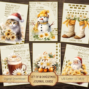 Gänseblümchen Themen-Journalkarten, handgemachte Noel-ATC-Karte, Weihnachtsephemera für Junk Journal, Weihnachten Basteln ATC, Urlaub Scrapbooking