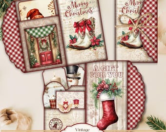 Christmas Junk Journal Folio Kit, Folding Folio , Handmade Christmas Gift, Craft Kit Project, Holiday Scrapbooking Kit, Card Making