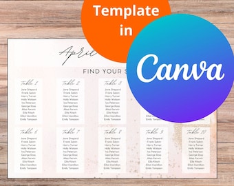 Large Seating Chart Wedding Decor. Edit in Canva