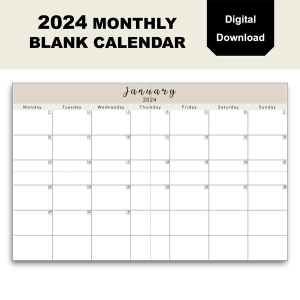 2024 Monthly Calendar Printable - Organize Your Year with Style. January February March April May June July August September October