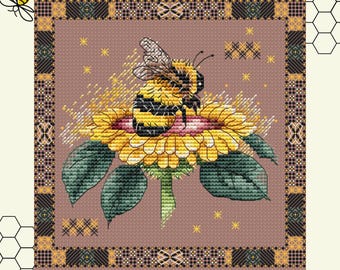 Happy Bee by Zulifa Bee Helpers - PDF Instant Download Pattern - DIGITAL chart - Counted cross stitch