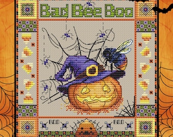 Bad Bee Boo by Zulifa Bee Helpers - PDF Instant Download Pattern - DIGITAL chart - Counted cross stitch