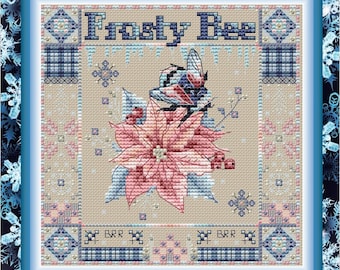 Frosty Bee by Zulifa Bee Helpers - PDF Instant Download Pattern - DIGITAL chart - Counted cross stitch