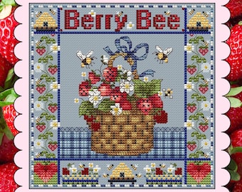 Berry Bee by Zulifa Bee Helpers - PDF Instant Download Pattern - DIGITAL chart - Counted cross stitch