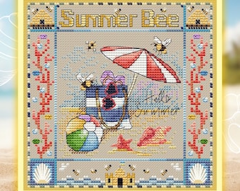 Summer Bee by Zulifa Bee Helpers - PDF Instant Download Pattern - DIGITAL chart - Counted cross stitch