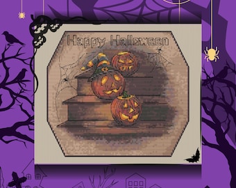 Happy Halloween by Zulifa Bee Helpers - PDF Instant Download Pattern - DIGITAL chart - Counted cross stitch