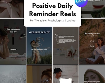 Positive Daily Reminder Instagram Reels for Therapists, Psychologists and Coaches | Mental Health Branding Templates
