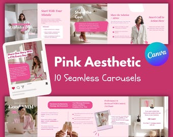 Pink Instagram Carousel Templates For SMM, Content Creators, Coaches & Marketing Agencies | Canva Bundle