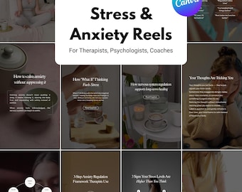 Stress & Anxiety Instagram Reels for Therapists, Psychologists and Coaches | Mental Health Branding Templates
