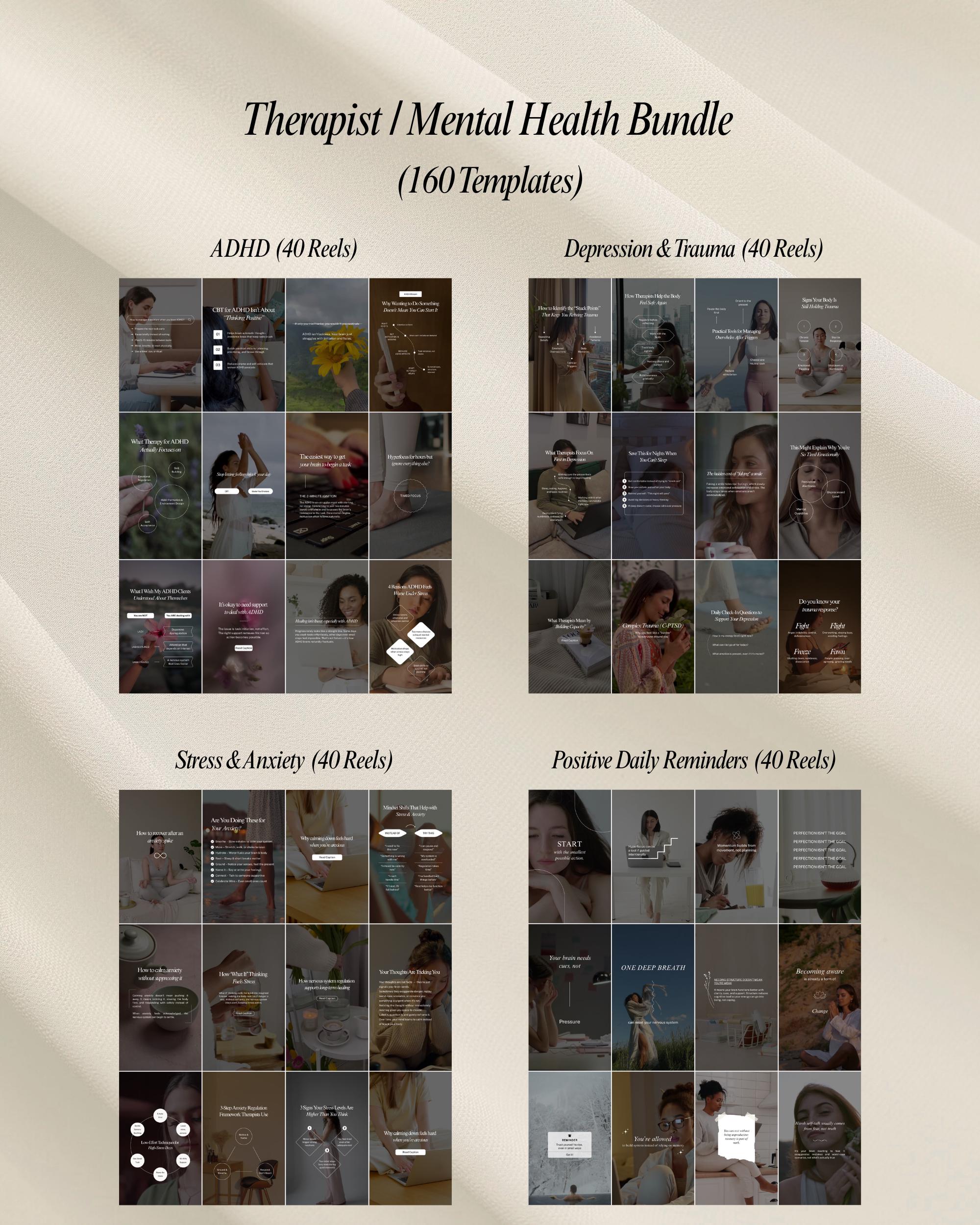 Therapist Instagram Reels Canva Bundle | Mental Health Video Templates ...