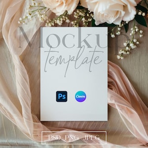 Blumen Brautdusche Mockup, Brauteinladung Mockup, einzelne Karte Mockup, Elegante 5x7 einladen Mockup, Dusche einladen Mockup, Grußkarte PSD