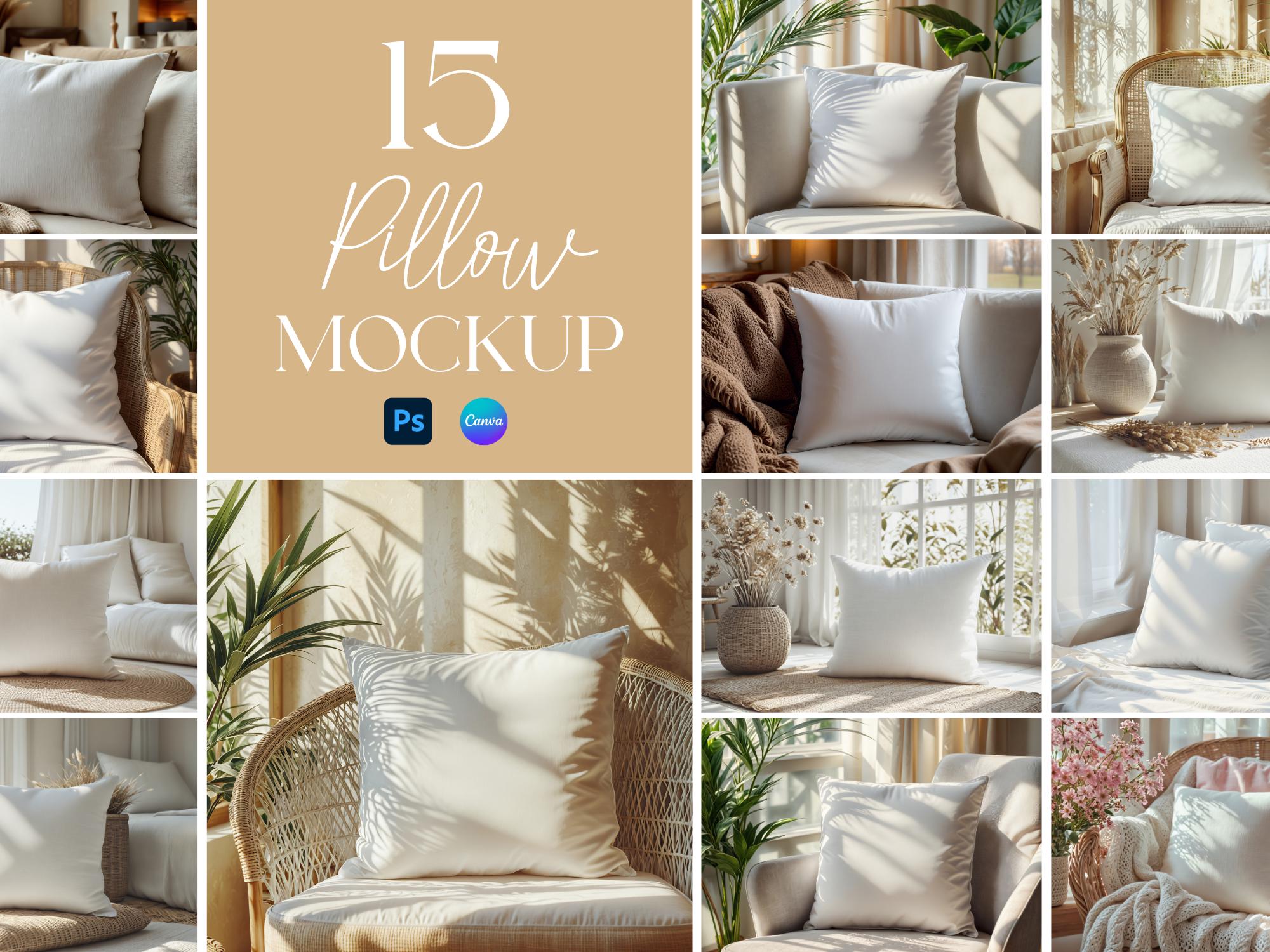 Pillow Mockup Bundle, Accented Pillow Mockup Pack, Pillow Cover Mockup, Editable Sofa Pillow Mockup, Decorative Pillow Mockup, Cushion Mock