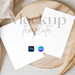 Dubbele kaartmodel, boho-uitnodigingskaartenmodel, 5 x 7-wenskaartmodel, minimaal PSD-kaartmodel, slim object tweezijdig kaartmodel