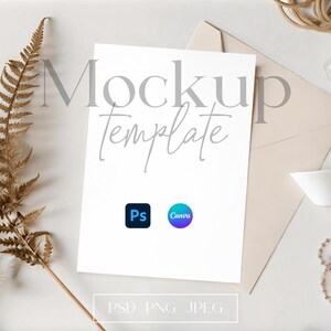 Boho Einladung 5x7 Karten Mockup, Rustikale Hochzeitseinladung Mock, Duschparty Mockup, Minimal Karten Mockup PSD, Babyparty 5x7 Karten Mockup