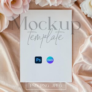 Wedding Invitation Mockup, Shower 5x7 Card Mockup, Boho Wedding Mockup, White Card Mockup PSD, Blank Card Mockup, PSD Minimal Card Mockup
