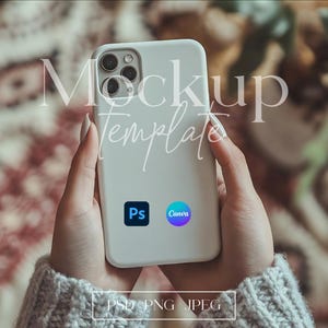 iPhone Case Mockup Canva Template, Editable iPhone Tough Case Mockup, Phone Cover Mockup, Clear Case Mockup, Phone Case Mockup with Hand