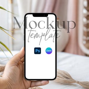 Minimal Phone Mockup, iPhone Screen Mockup, Neutral Mobile Screen Mockup, Device Mockup PSD, Digital Invitation Mock, Canva Cellphone Mockup