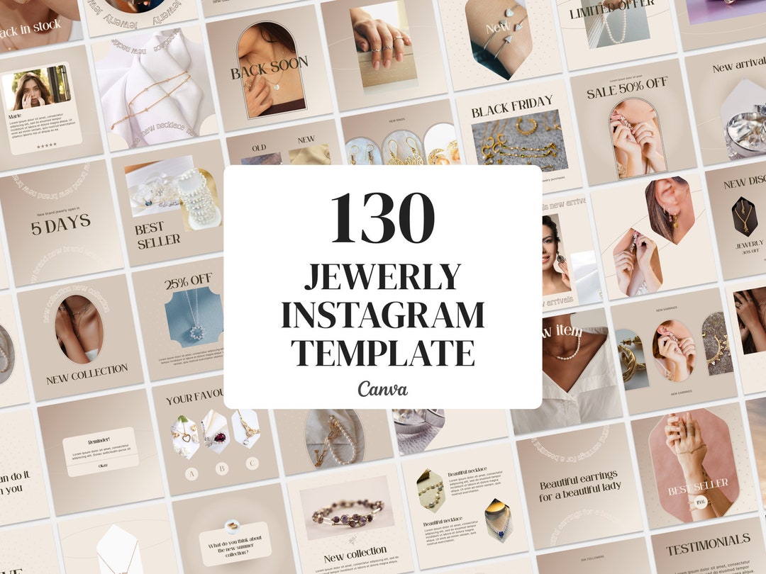 Jewelry Instagram Template Bundle Jewellery Canva Social Media Branding