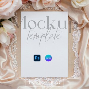 Boho Wedding Invitation Mockup, Modern Invite Mockup, Stationery Canva Mockup, Invitation Card Mockup, Bridal Shower Card PSD Mockup