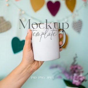 Gold Handle Mug PSD/Canva Mockup, Coffee White Mug Mockup, Blank Mug Mockup, POD Tea Mug Mockup, Ceramic White Mug, PSD Smart Object