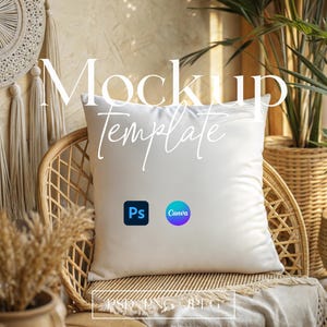 Mockup de almofada quadrada, mockup de almofada boho em PSD, mockup de capa de almofada, mockup de fronha branca, mockup de almofada simples, mockup de almofada decorativa em PSD