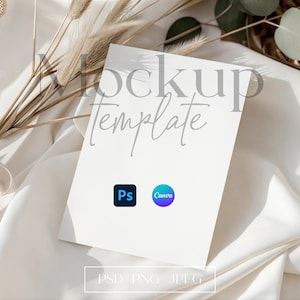 Floral Invitation Mockup, Birthday 5x7 Card Mockup, Wedding Invite Mockup PSD, Bridal Shower Card Mockup, Neutral Greeting Card Mockup