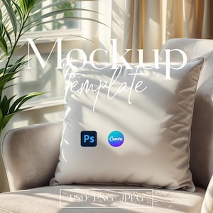 PSD Pillow Mockup, Square Pillow Mockup, Cushion Cover Mockup, Pillow Background Mockup, Accent Pillow Mockup, Living Room Pillow Mockup